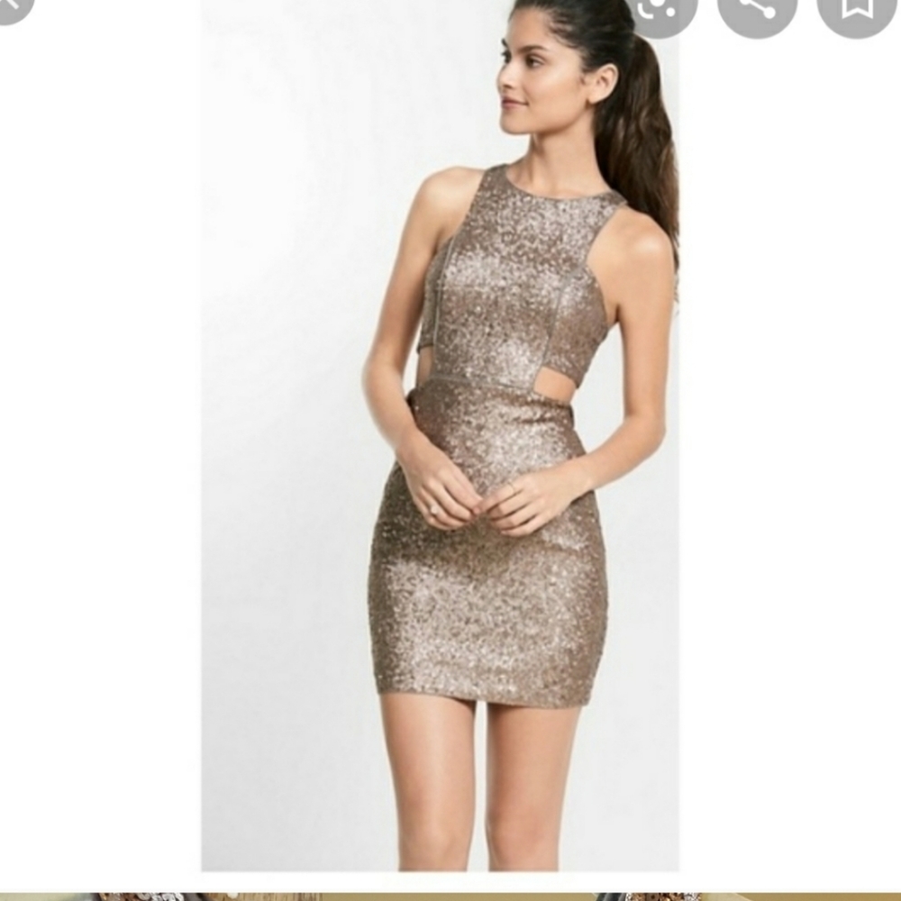 Gold Cutout Express Dress